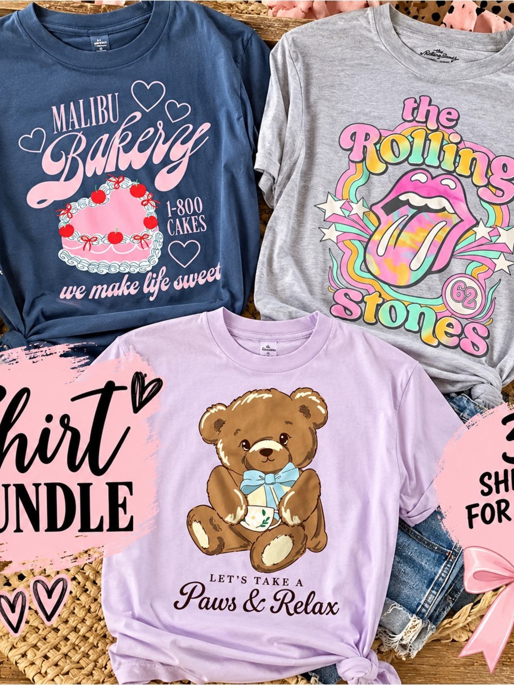 Kids Lavender Bear Graphic Tee - Let's Take a Paws & Relax